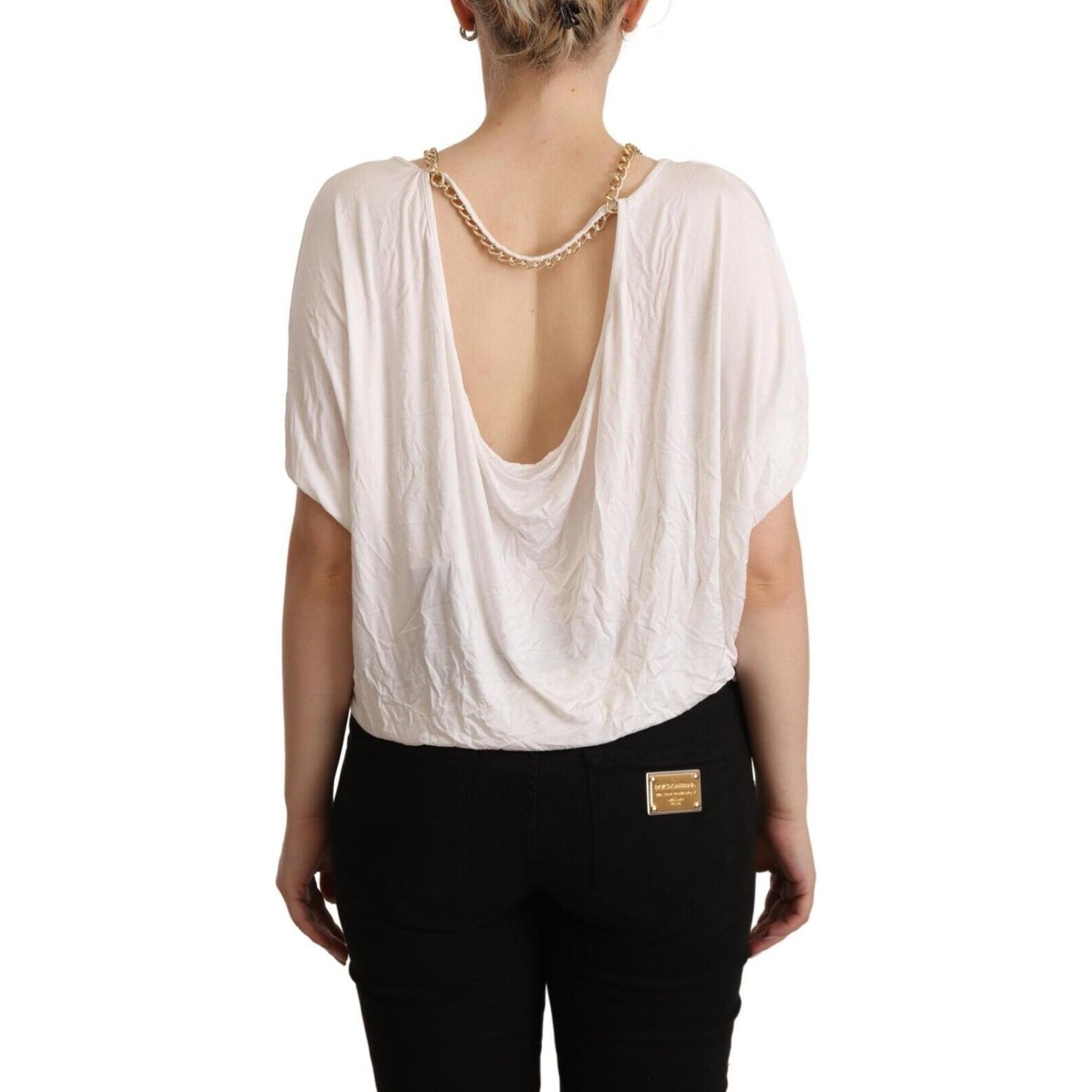 Guess By Marciano Elegant White Gold Chain T-Shirt Top Guess By Marciano Black