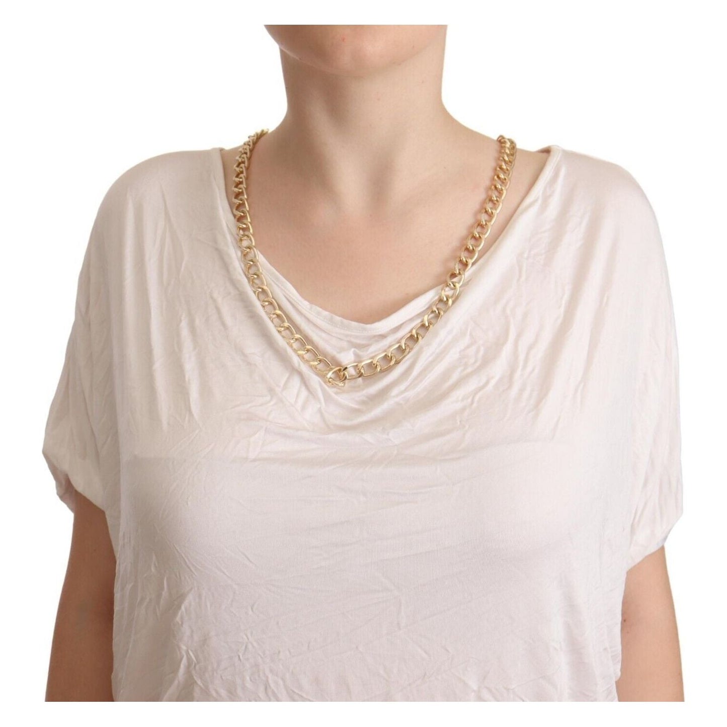 Guess By Marciano Elegant White Gold Chain T-Shirt Top Guess By Marciano Light Gray