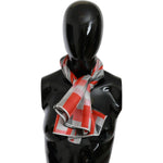 Costume National Elegant Silk Checkered Scarf in Gray and Red Costume National Rosy Brown