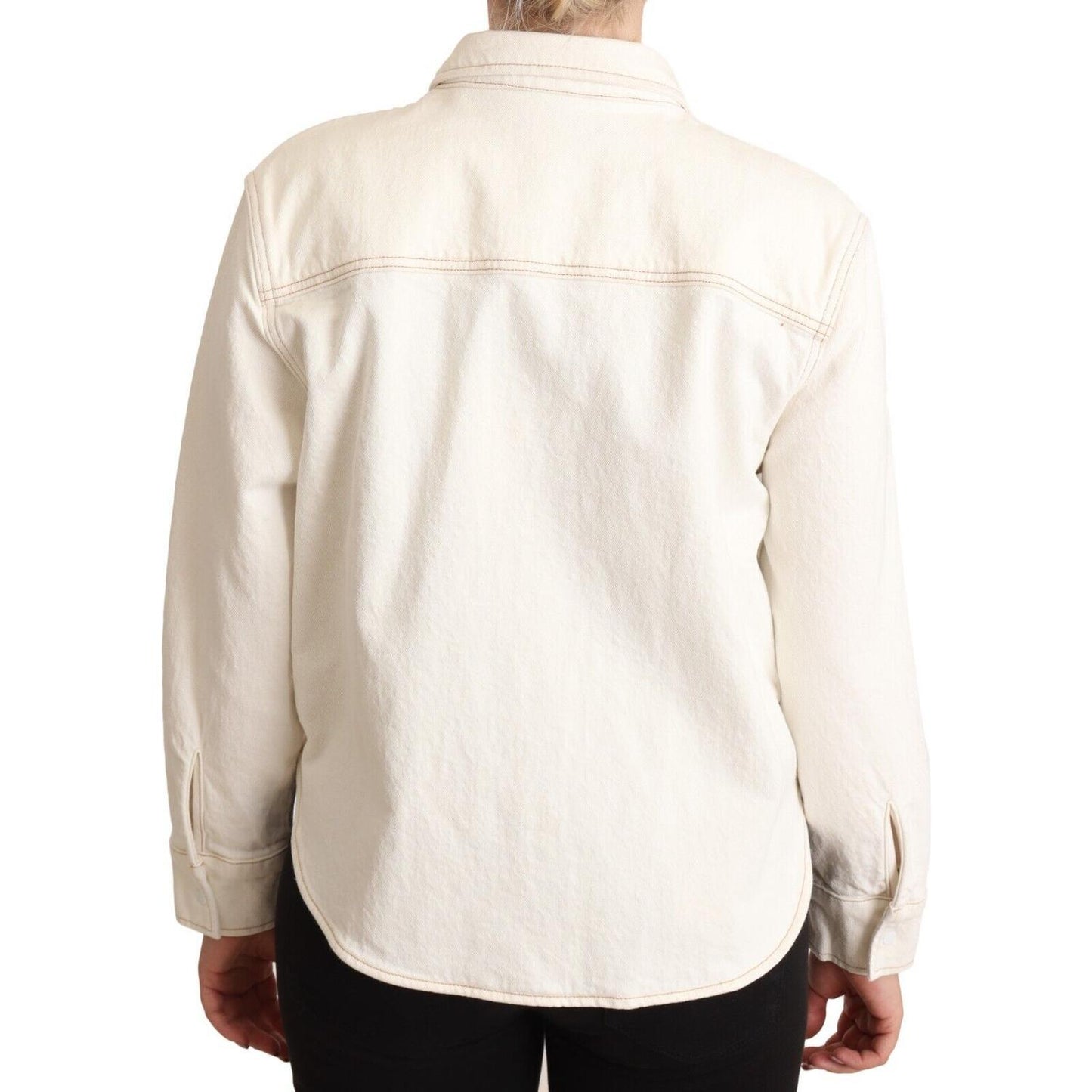 Levi's Elegant White Long Sleeve Collared Polo Top Levi's Antique White
