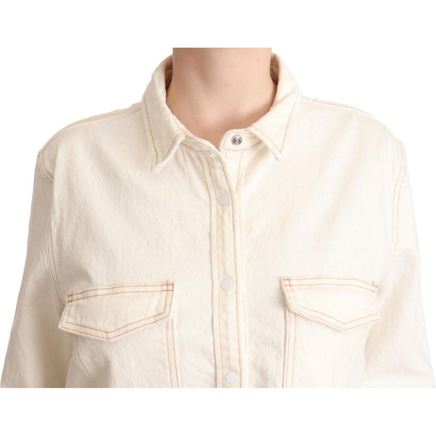Levi's Elegant White Long Sleeve Collared Polo Top Levi's Antique White