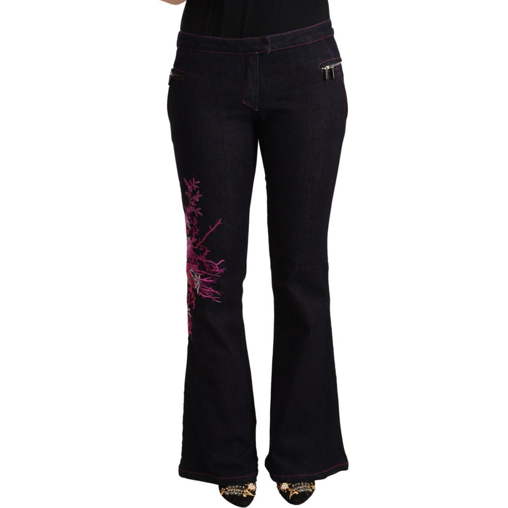 Exte Chic Black Mid Waist Flared Denim Jeans Exte Black