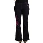 Exte Chic Black Mid Waist Flared Denim Jeans Exte Black