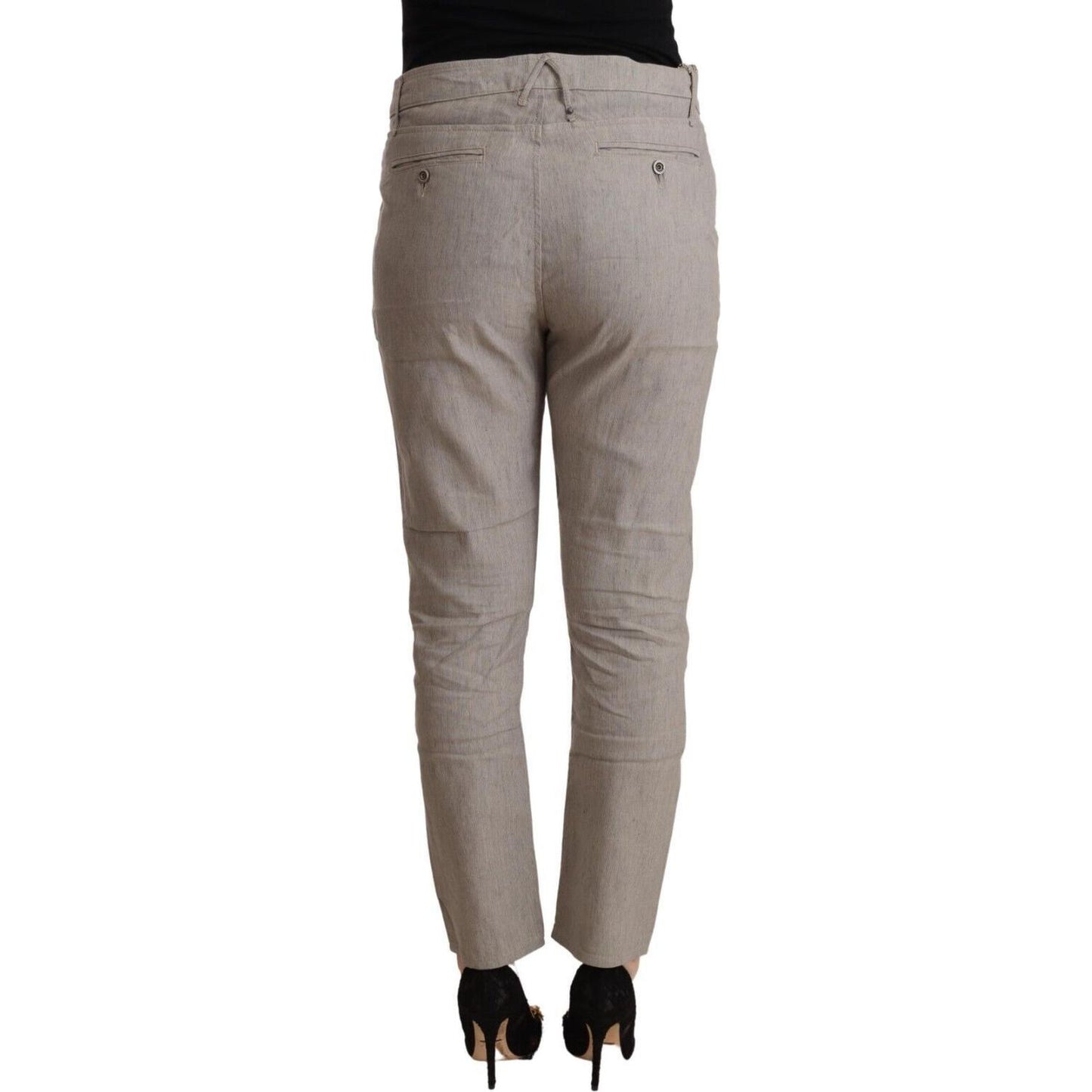 CYCLE Elegant Light Grey Tapered Linen Pants CYCLE Slate Gray