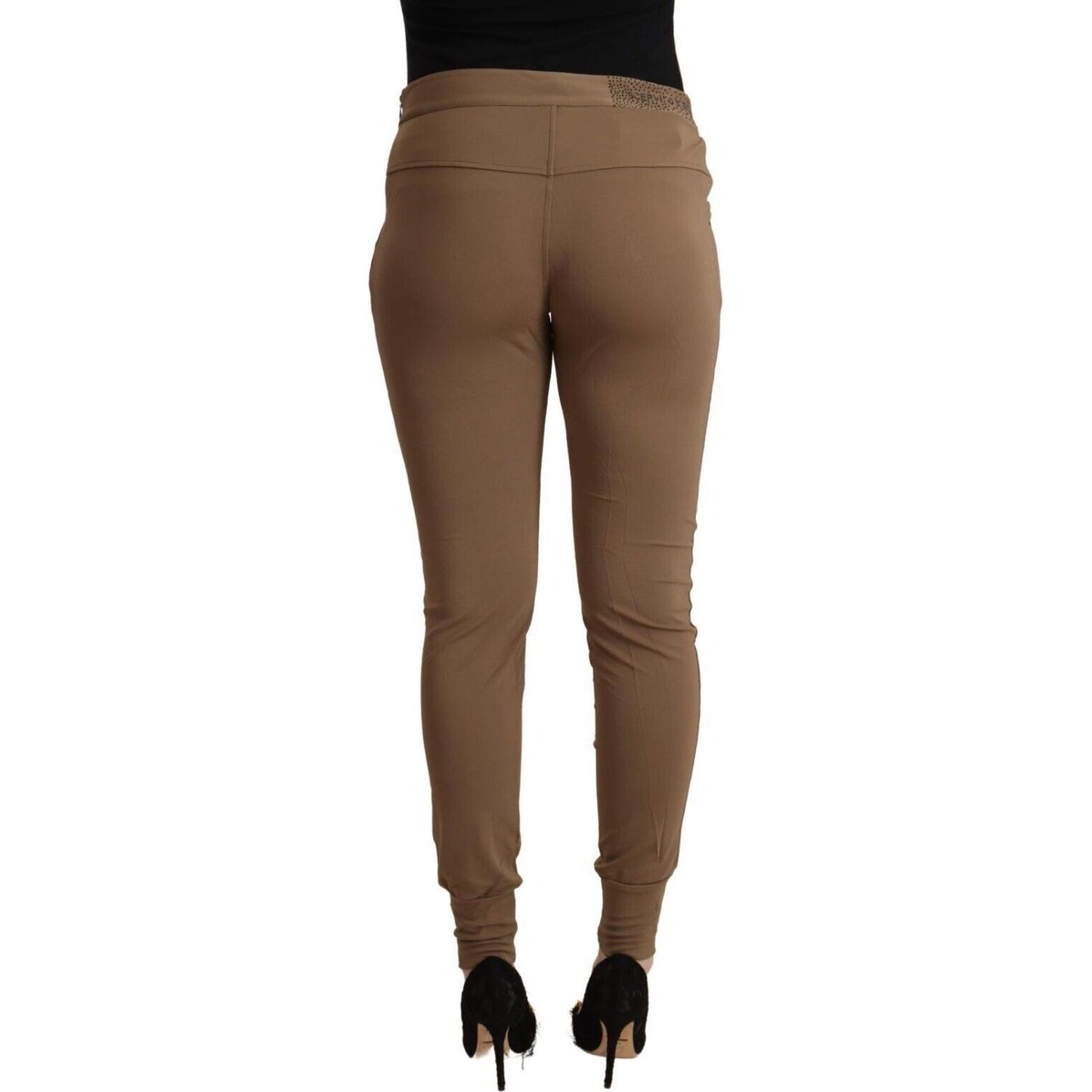 Scervino Street Brown Viscose Mid Waist Slim Tapered Pants