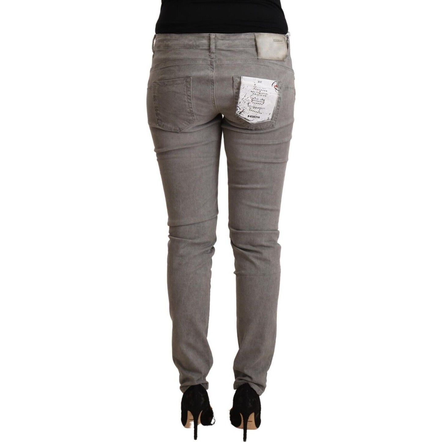 Acht Sleek Gray Skinny Low Waist Jeans Acht Dim Gray