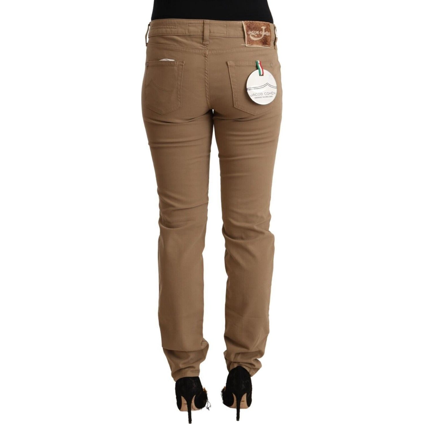 Jacob Cohen Elegant Brown Mid Waist Skinny Pants Jacob Cohen Dim Gray