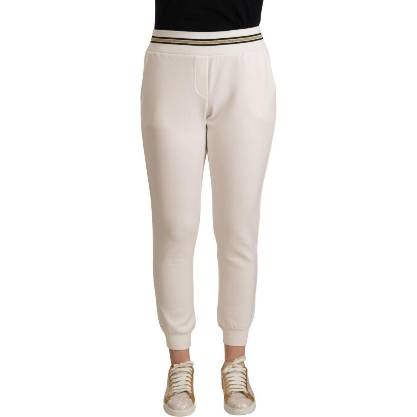 Patrizia Pepe Chic White Mid Waist Jogger Pants Patrizia Pepe Gray