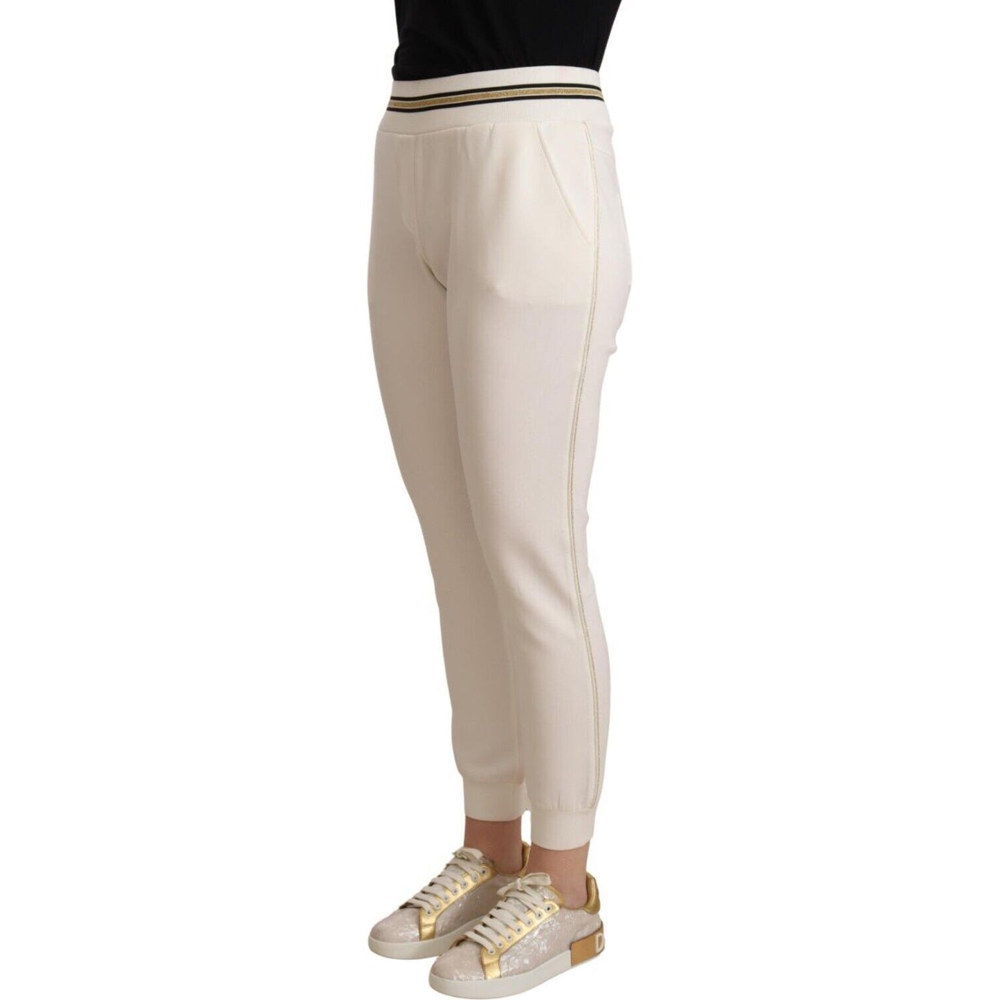 Patrizia Pepe Chic White Mid Waist Jogger Pants Patrizia Pepe Gray