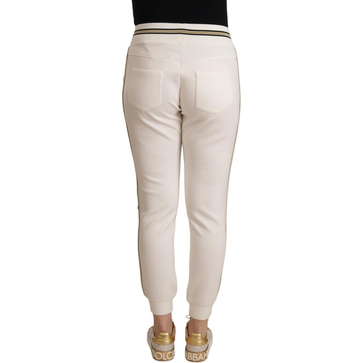 Patrizia Pepe Chic White Mid Waist Jogger Pants Patrizia Pepe Light Gray