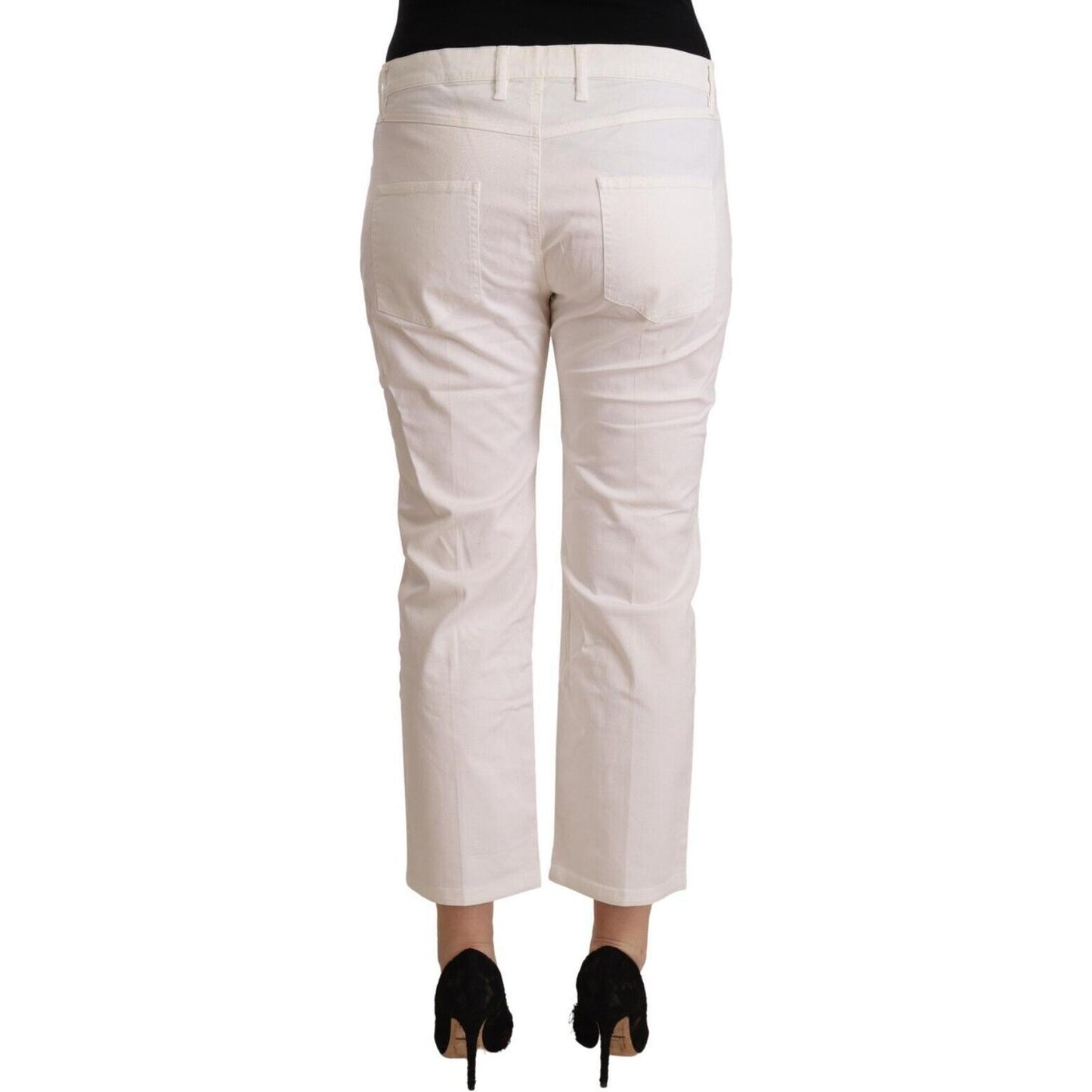 L'Autre Chose Chic White Mid Waist Skinny Cropped Jeans L'Autre Chose Gray