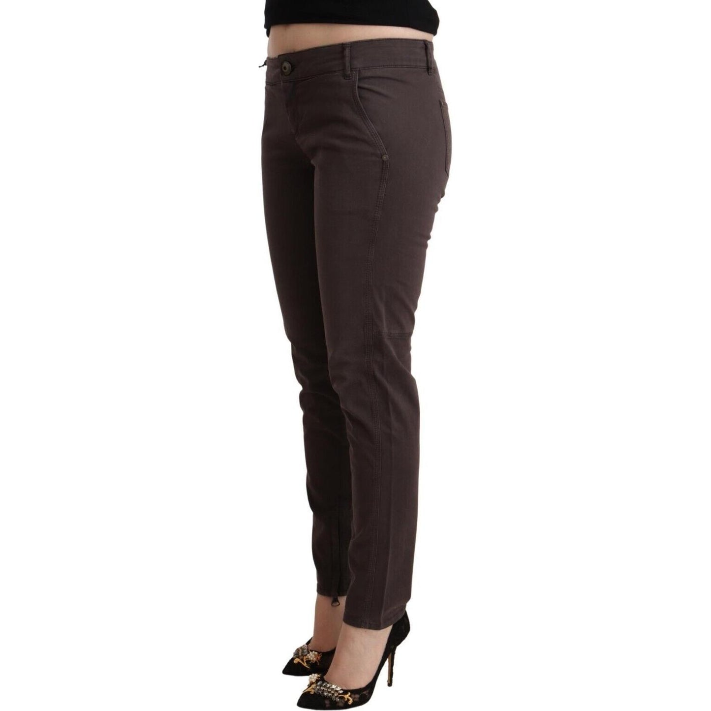 Ermanno Scervino Chic Brown Low Waist Skinny Pants Ermanno Scervino Dark Slate Gray