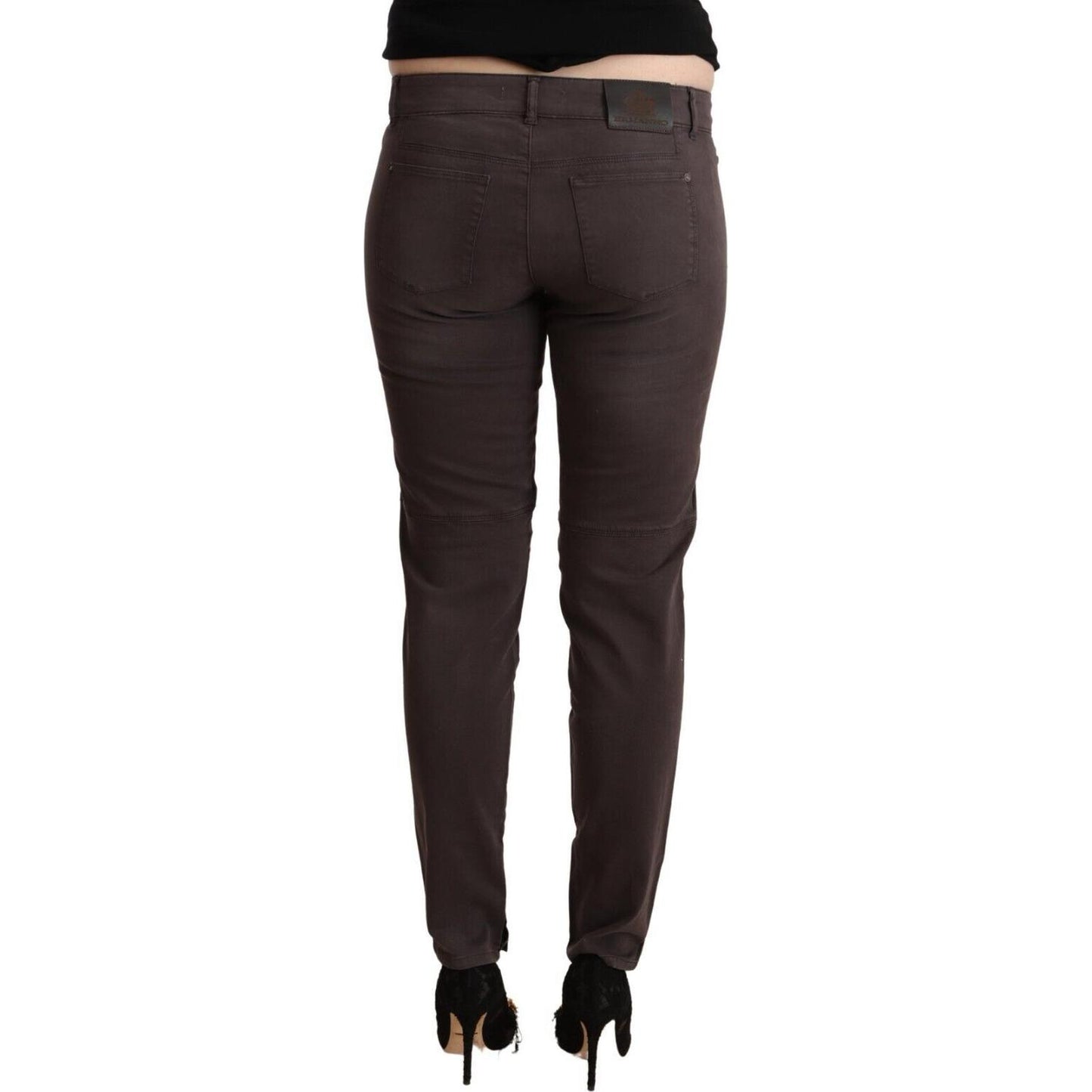 Ermanno Scervino Chic Brown Low Waist Skinny Pants Ermanno Scervino Dark Slate Gray