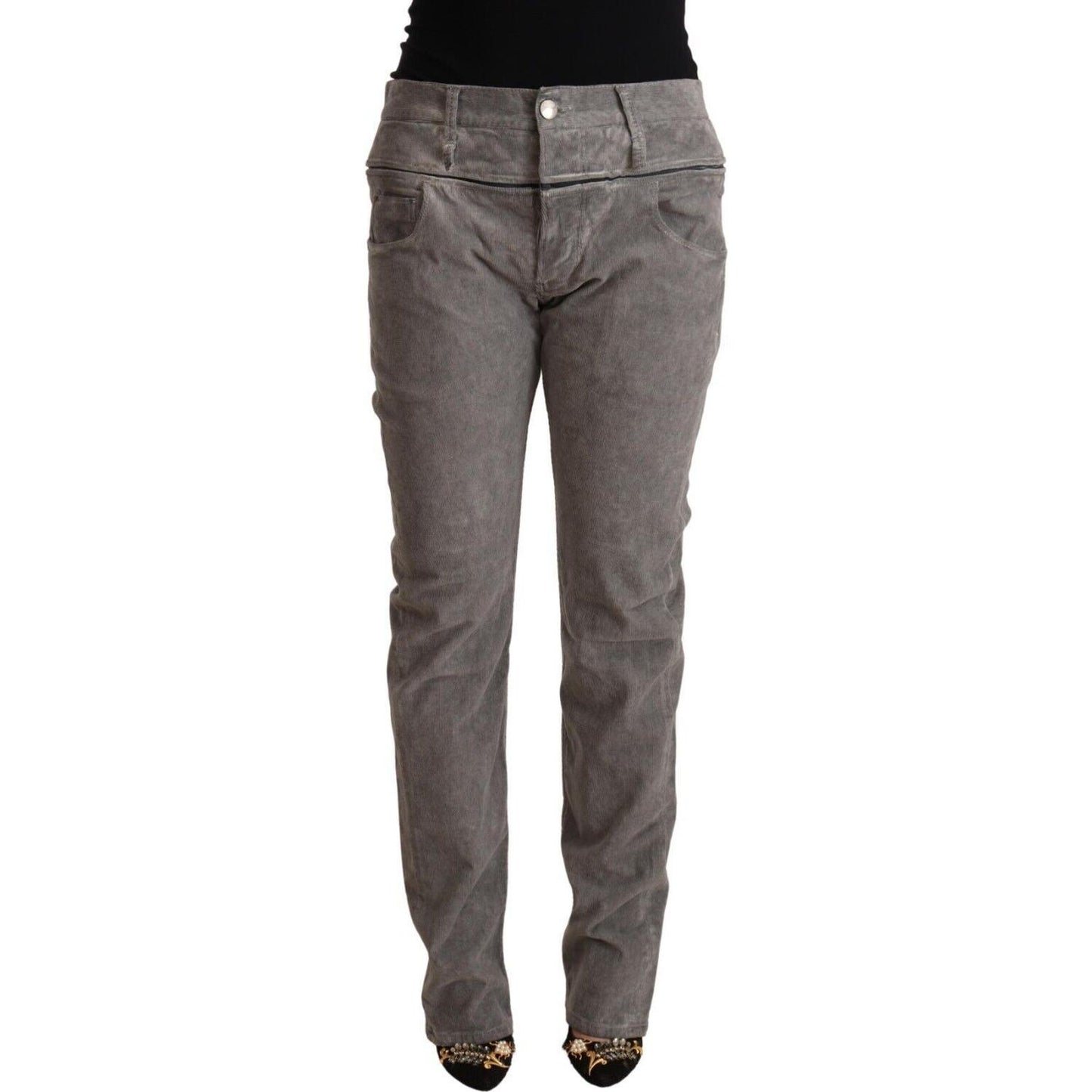 Acht Chic Gray High Waist Straight Fit Jeans Acht Dim Gray