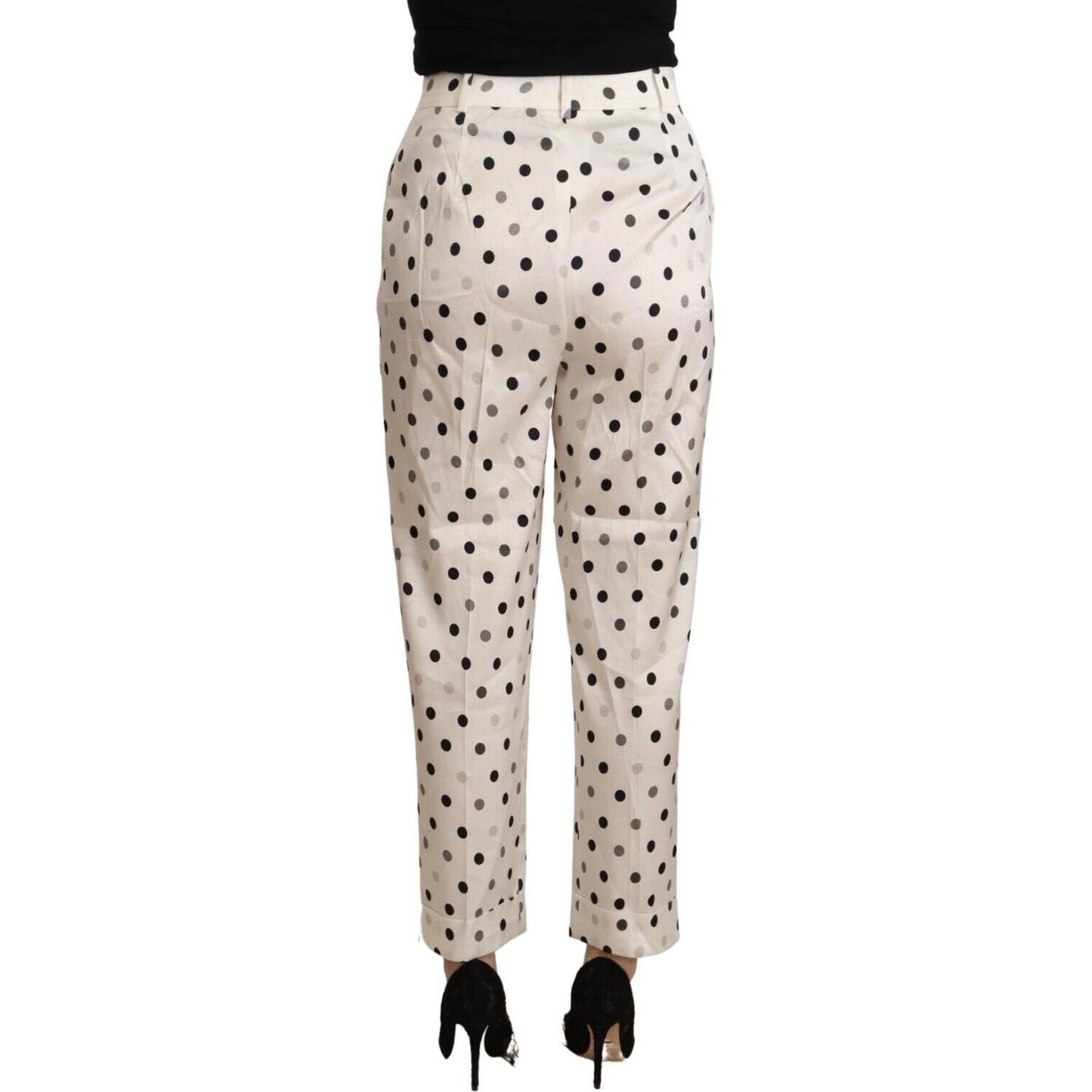 Ermanno Scervino Chic High Waist Polka Dotted Tapered Pants Ermanno Scervino Gray