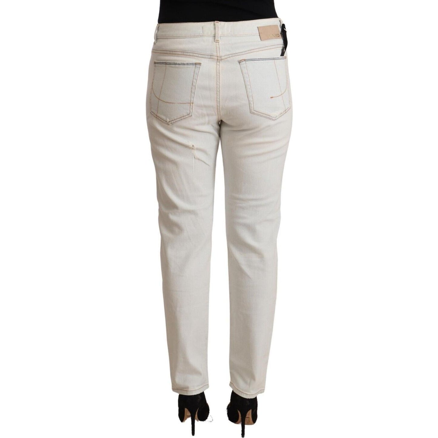 PINKO White Mid Waist Skinny Denim Jeans PINKO Gray