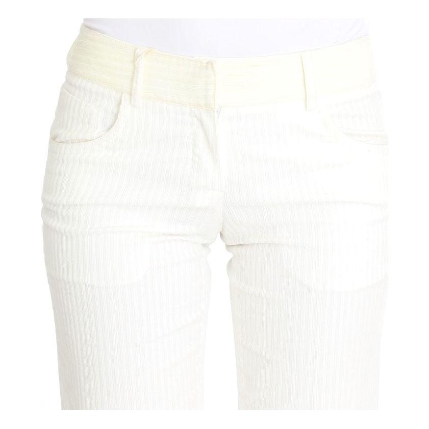Ermanno Scervino Chic White Striped Straight Fit Pants Ermanno Scervino White Smoke
