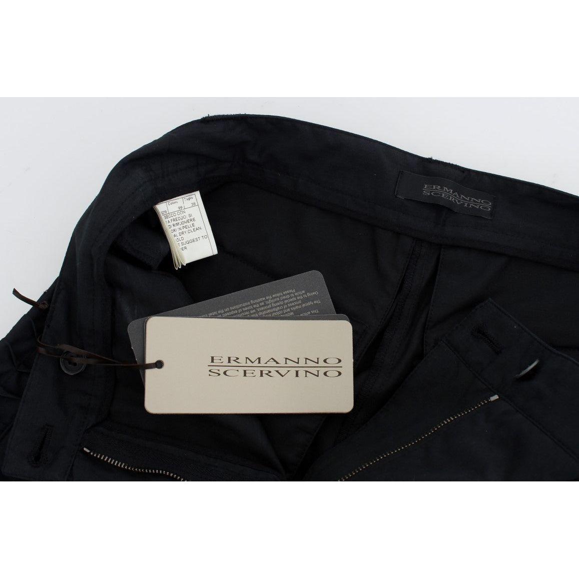 Ermanno Scervino Chic Blue Cotton Casual Pants Jeans & Pants Ermanno Scervino Black