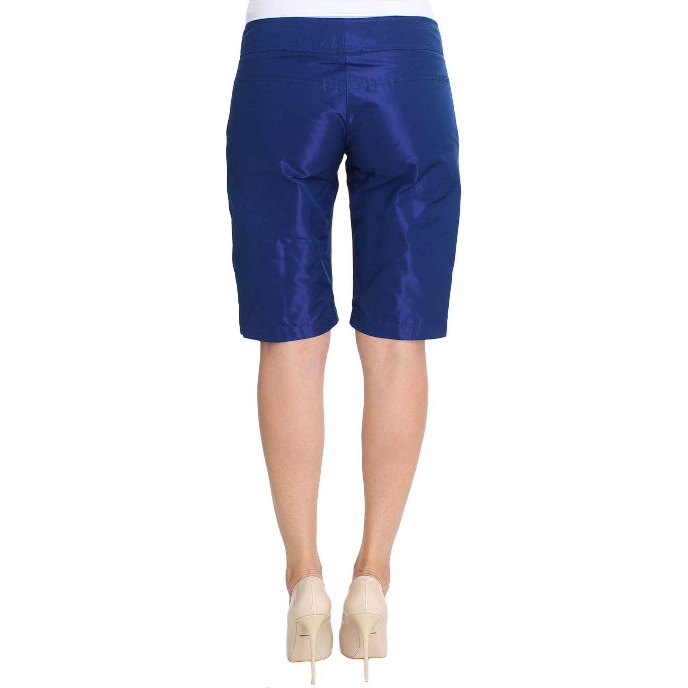 Ermanno Scervino Chic Blue Mid Waist Shorts Ermanno Scervino Midnight Blue