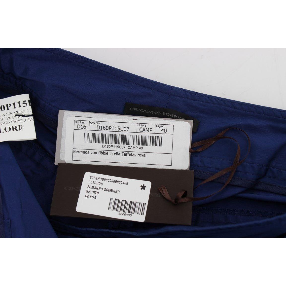 Ermanno Scervino Chic Blue Mid Waist Shorts Ermanno Scervino Midnight Blue