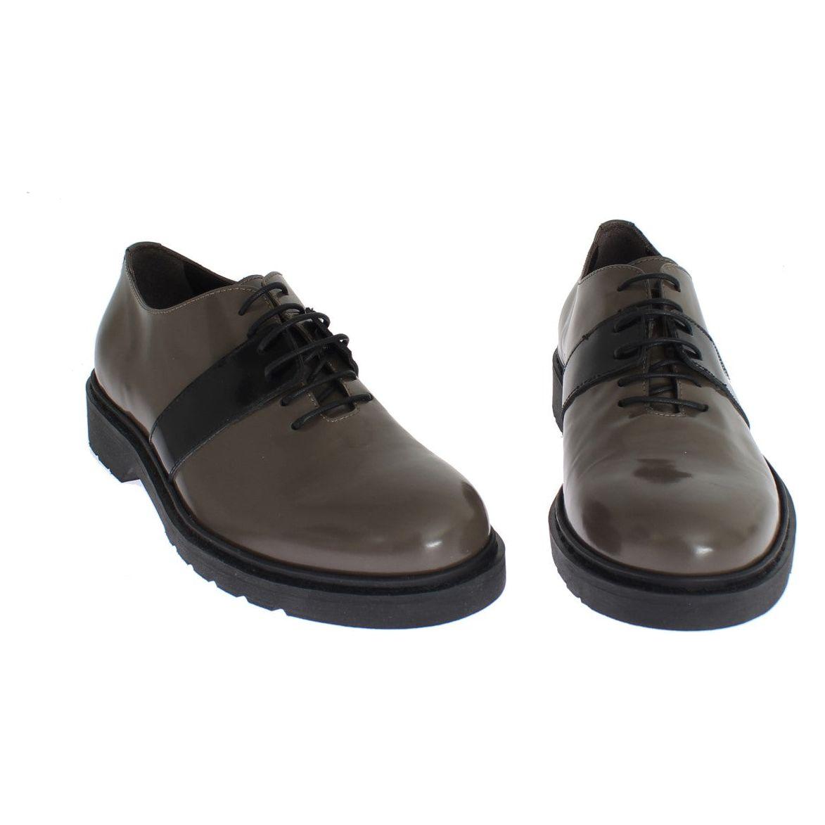 AI_ Elegant Gray Brown Leather Lace-up Shoes AI_ Dark Slate Gray