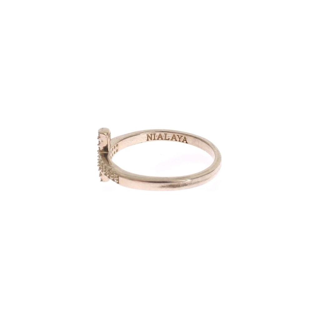 Nialaya Silver CZ Cross Statement Ring Ring Nialaya Light Gray