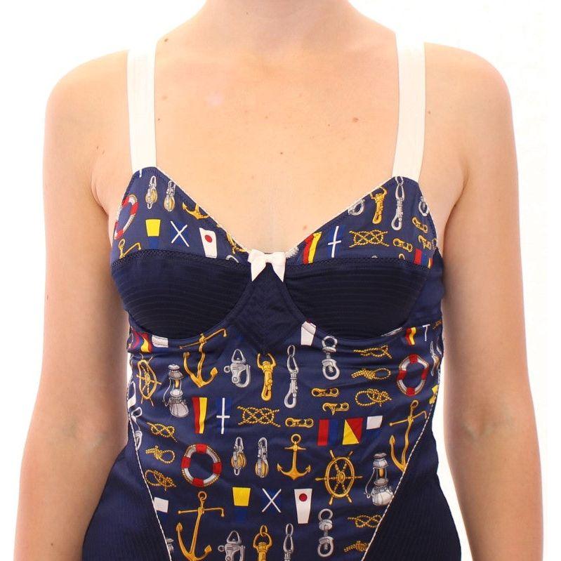 Dolce & Gabbana Blue Sailor Motif Stretch Tank Top Dolce & Gabbana Dark Slate Gray