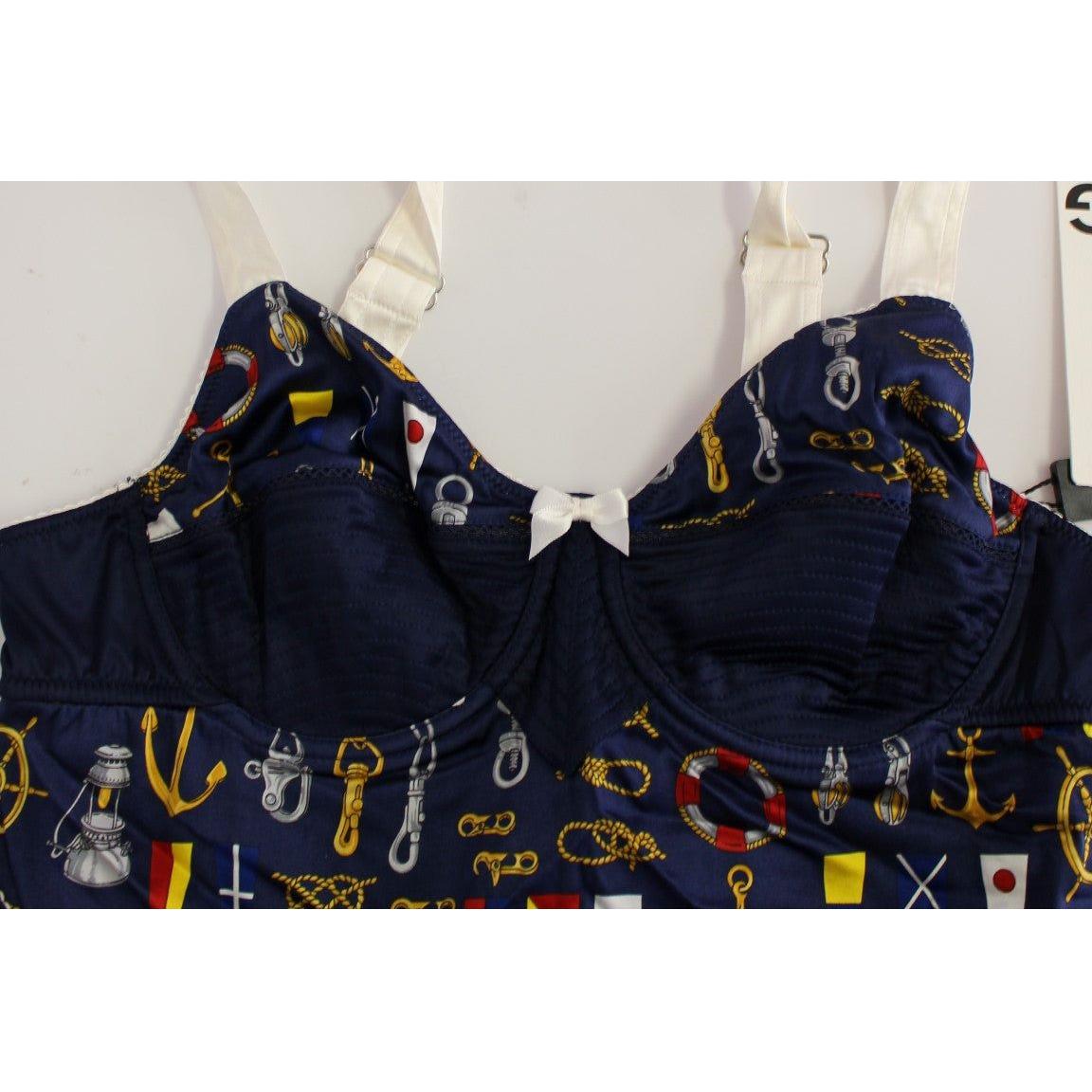 Dolce & Gabbana Blue Sailor Motif Stretch Tank Top Dolce & Gabbana Black