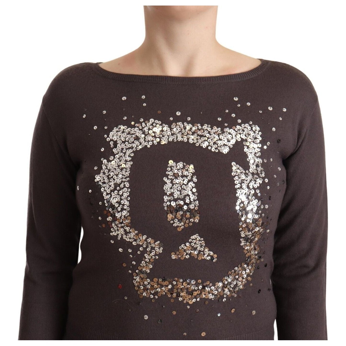 John Galliano Elegant Wool Long Sleeve Sweater John Galliano Dark Slate Gray