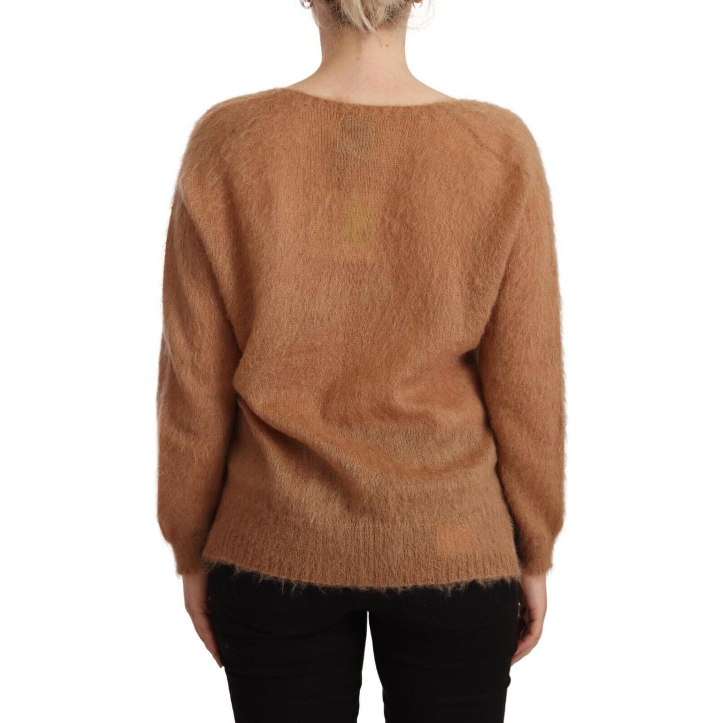 PINK MEMORIES Chic Brown Knit Cardigan with Front Button Closure PINK MEMORIES Sienna