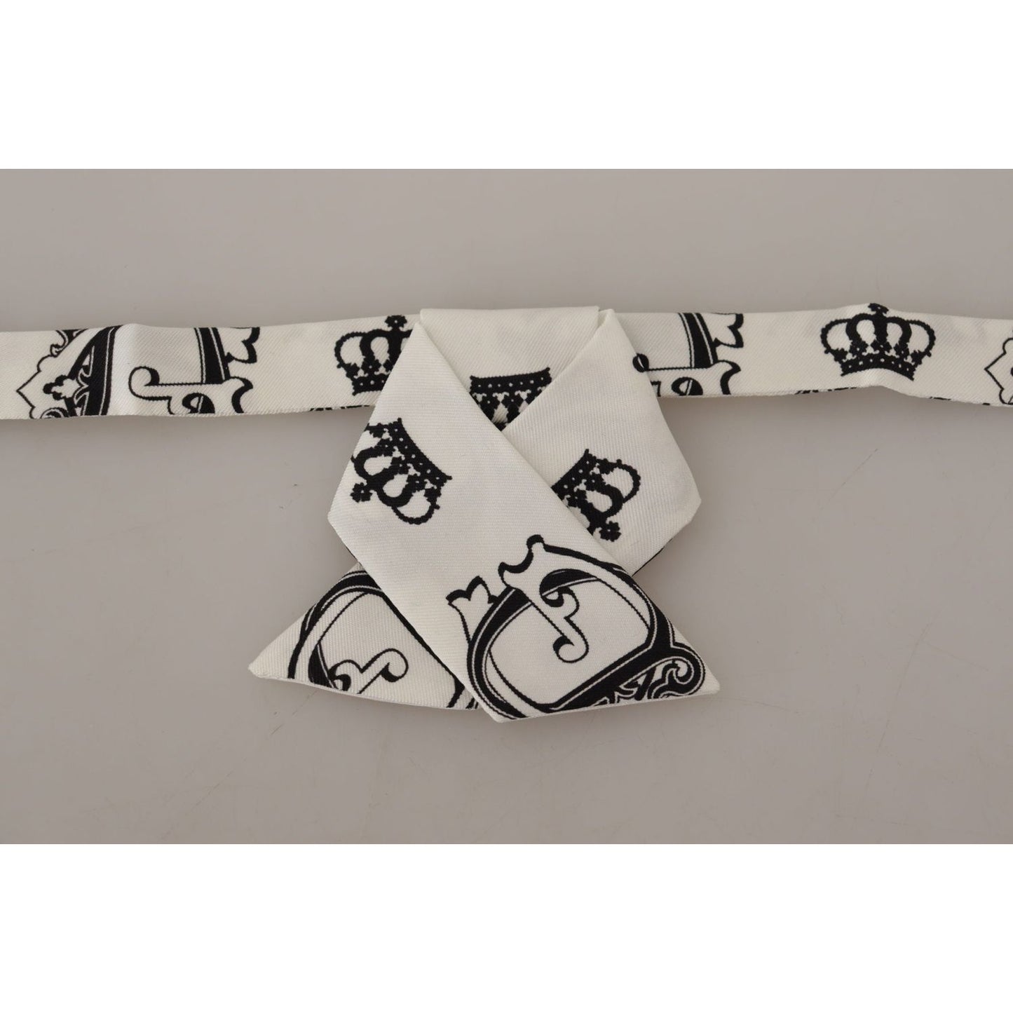 Dolce & Gabbana Elegant Silk Crown-Patterned Bow Tie Dolce & Gabbana Dark Gray