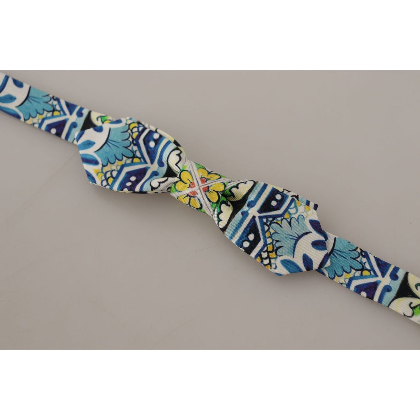 Dolce & Gabbana Majolica Print Silk Bow Tie Dolce & Gabbana Dark Gray