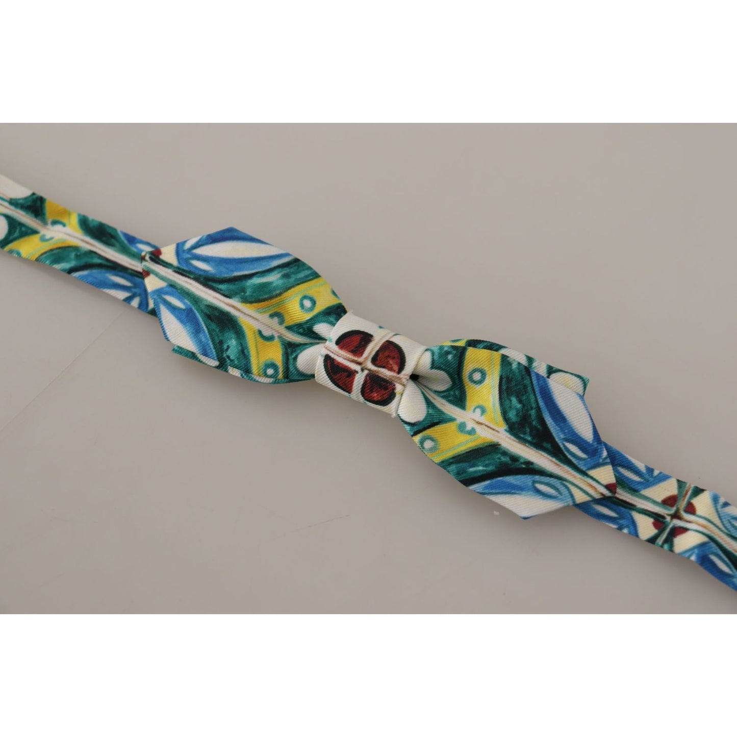 Dolce & Gabbana Elegant Silk Majolica Print Bow Tie Dolce & Gabbana Dark Gray