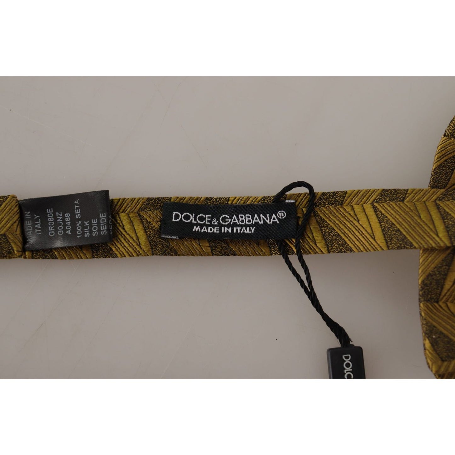 Dolce & Gabbana Elegant Gold Silk Bow Tie Dolce & Gabbana Rosy Brown