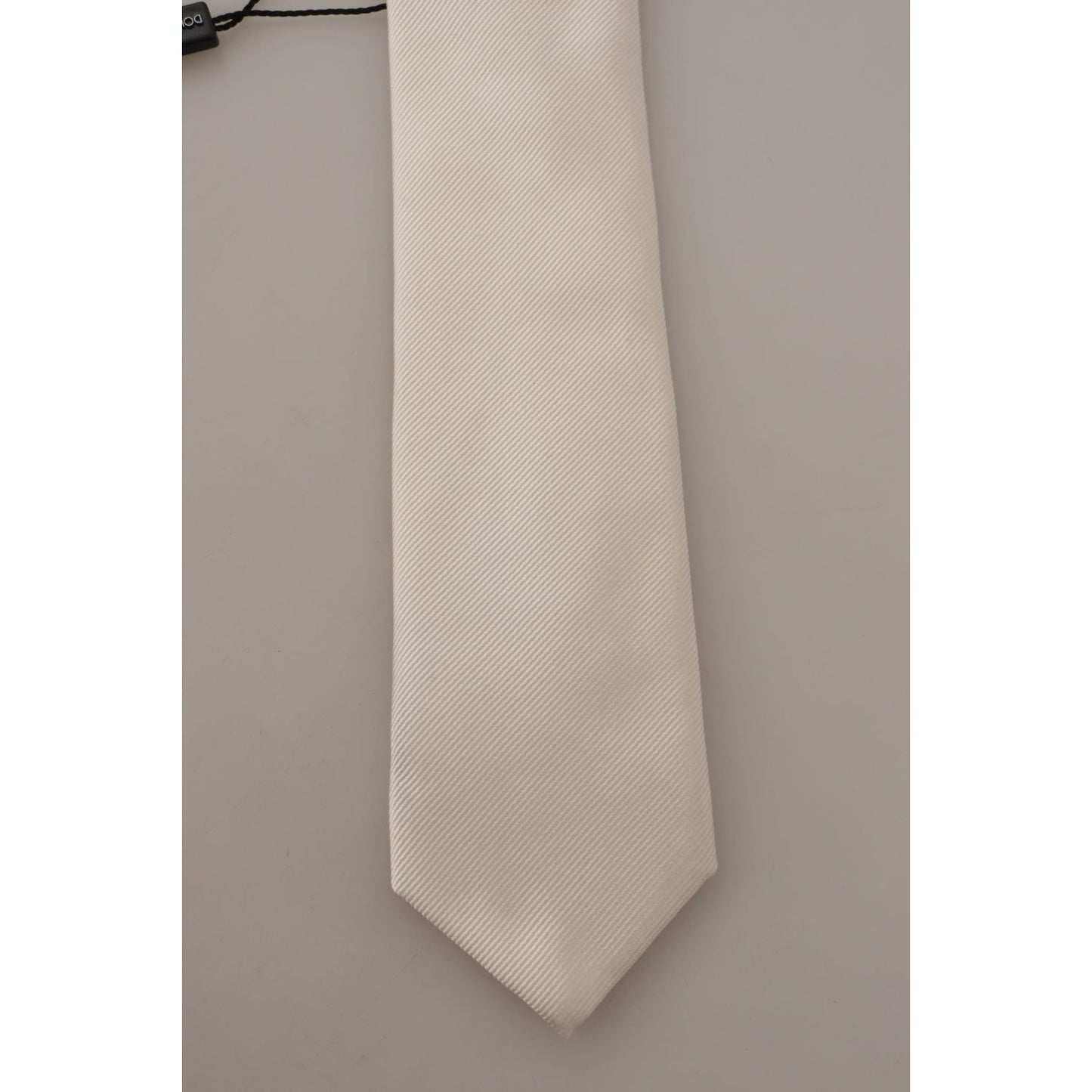 Dolce & Gabbana Elegant White Silk Men's Tie Dolce & Gabbana Rosy Brown