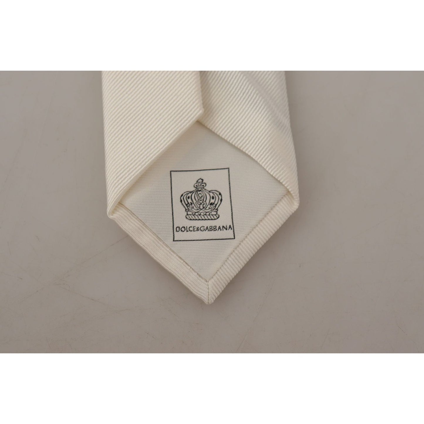 Dolce & Gabbana Elegant White Silk Men's Tie Dolce & Gabbana Rosy Brown
