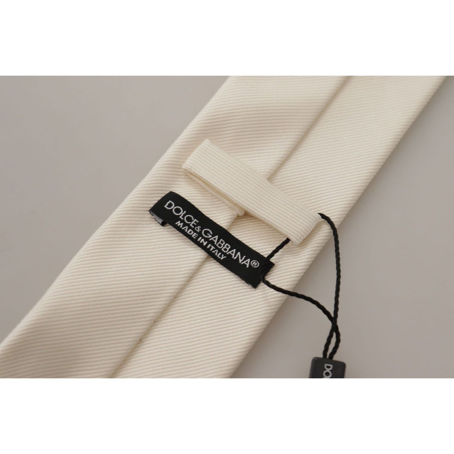 Dolce & Gabbana Elegant White Silk Men's Tie Dolce & Gabbana Dark Gray