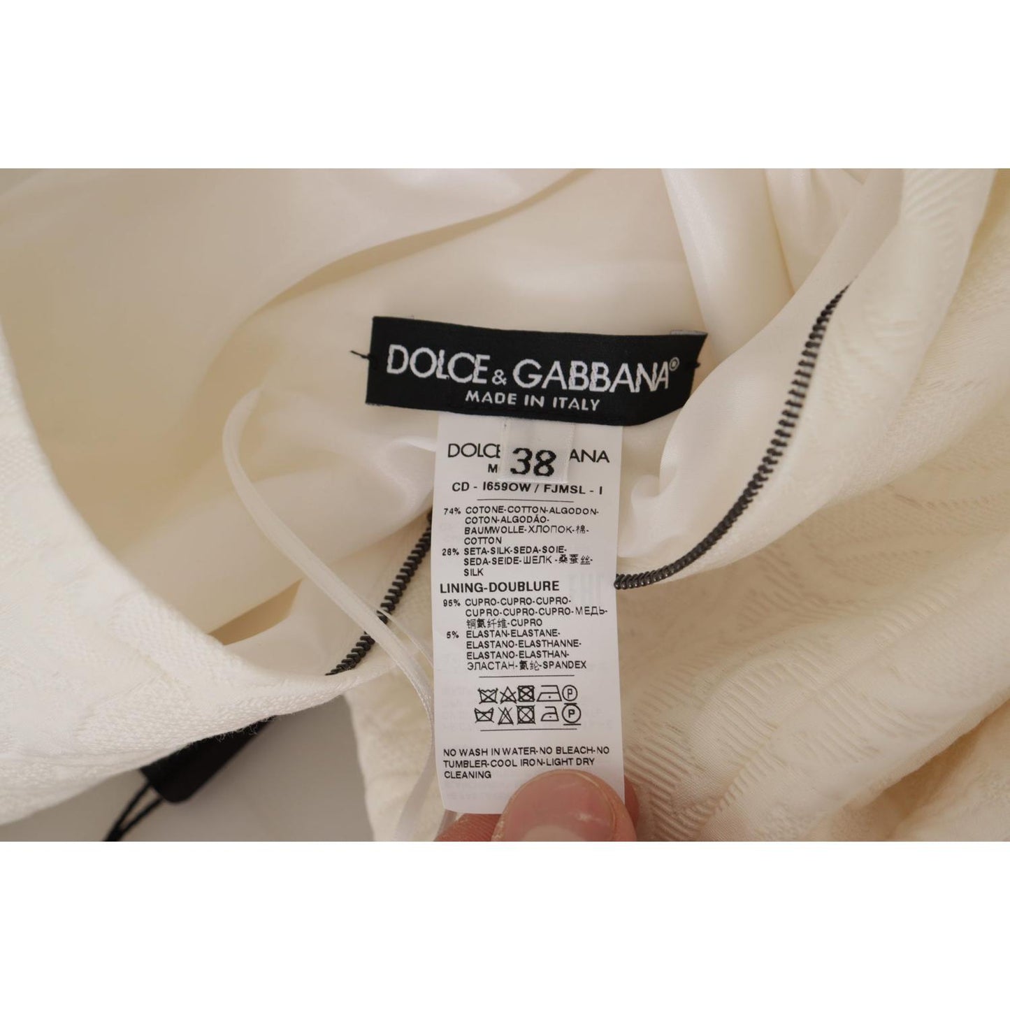 Dolce & Gabbana Exquisite Jacquard Midi Dress in White Dolce & Gabbana Rosy Brown