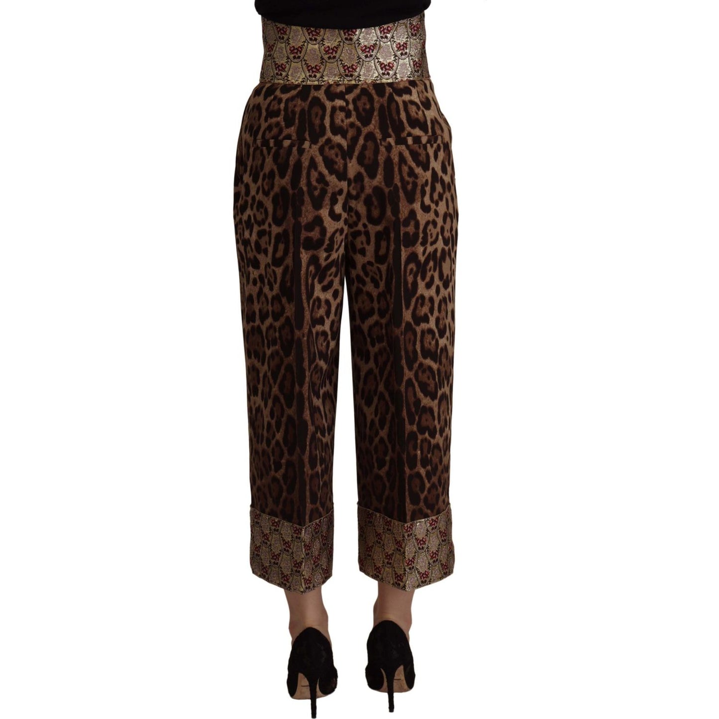 Dolce & Gabbana High Waist Cropped Leopard Jacquard Pants Dolce & Gabbana Black
