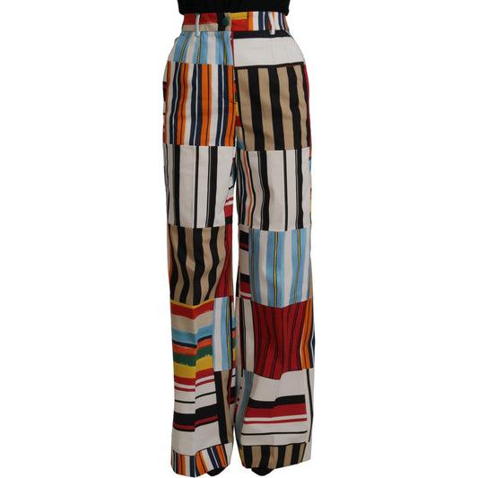 Dolce & Gabbana Multicolor Striped High Waist Cotton Pants