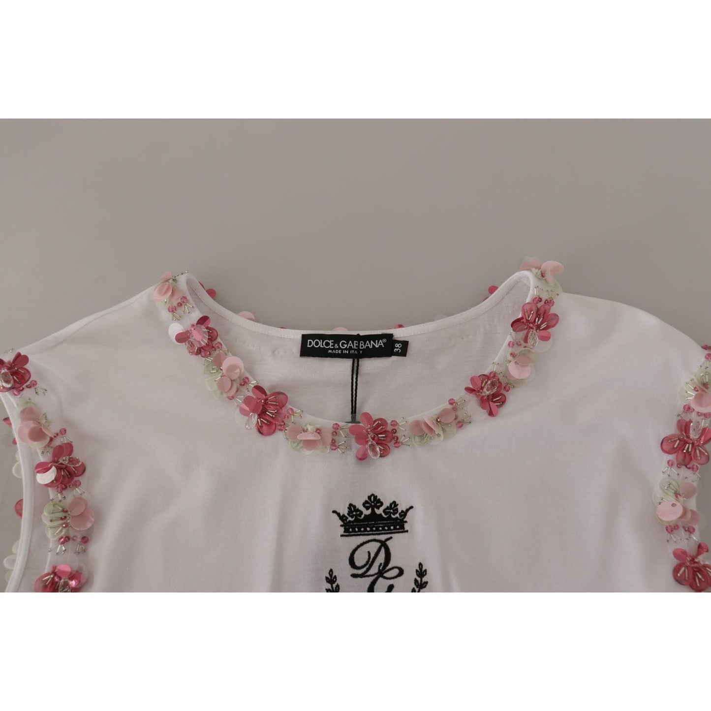 Dolce & Gabbana Chic Sequined Crown Tank Top T-Shirt Dolce & Gabbana Dark Gray