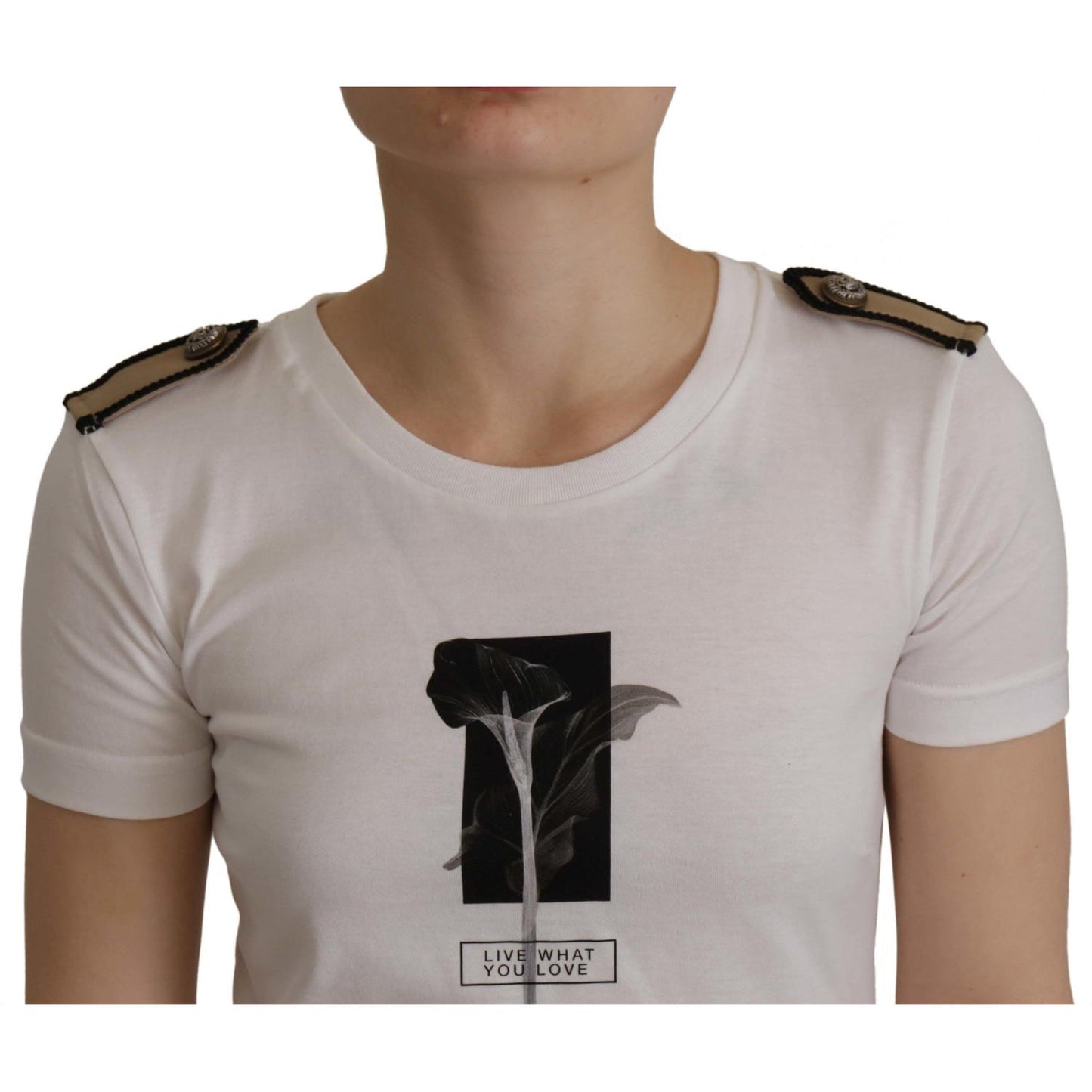 Dolce & Gabbana Elegant Floral Crewneck Cotton Tee Dolce & Gabbana Rosy Brown