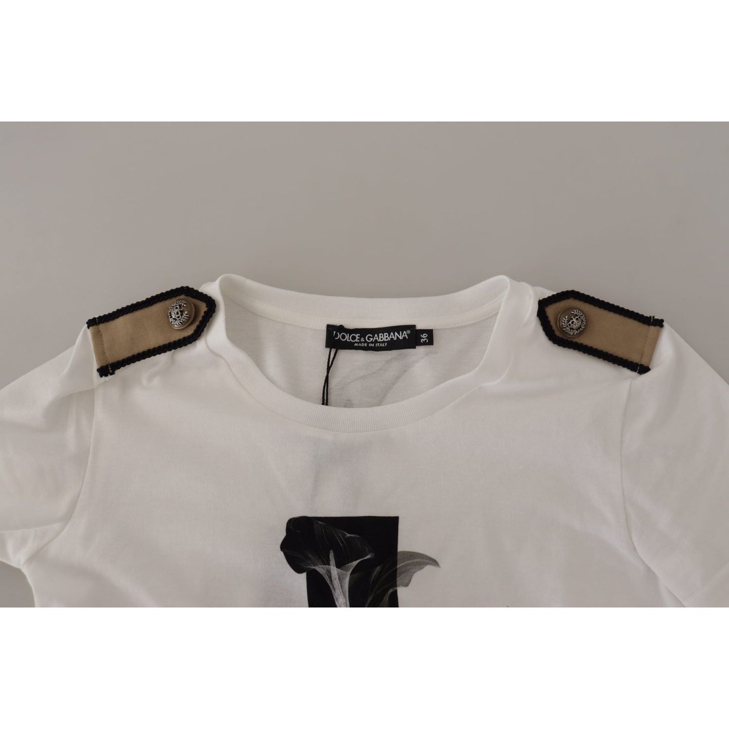 Dolce & Gabbana Elegant Floral Crewneck Cotton Tee Dolce & Gabbana Dark Gray