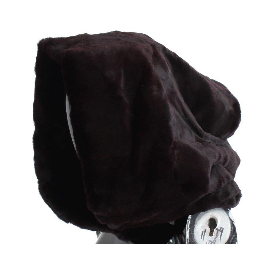 Dolce & Gabbana Exclusive Purple Weasel Fur Hooded Scarf Hood Scarf Dolce & Gabbana Black