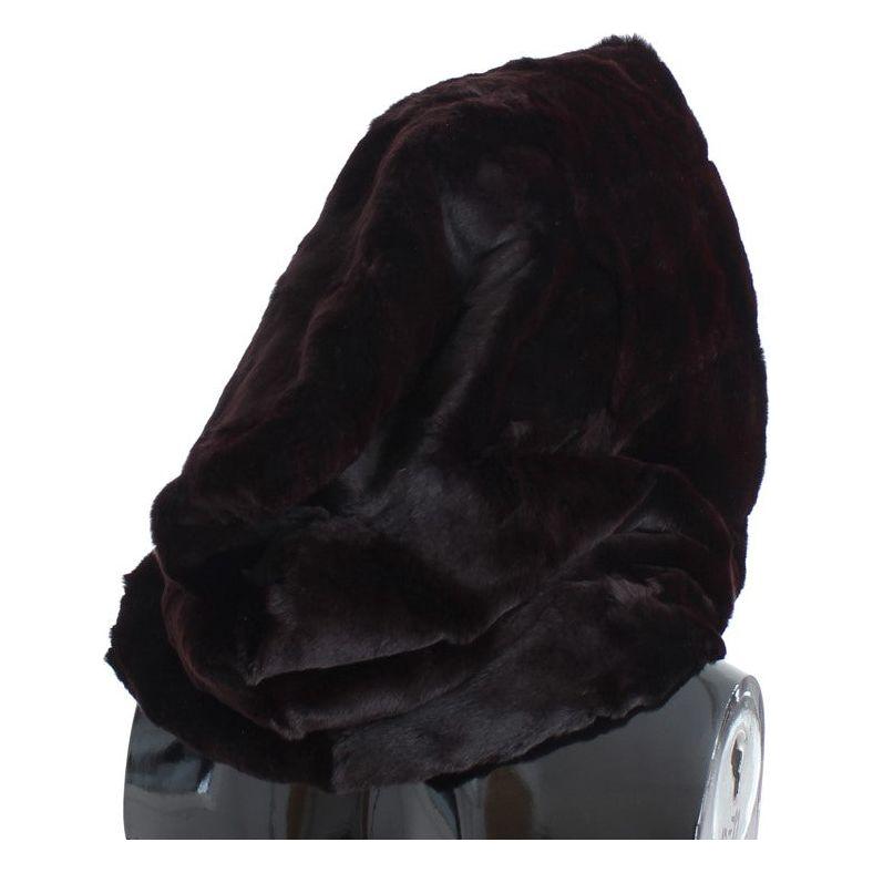 Dolce & Gabbana Exclusive Purple Weasel Fur Hooded Scarf Hood Scarf Dolce & Gabbana Black