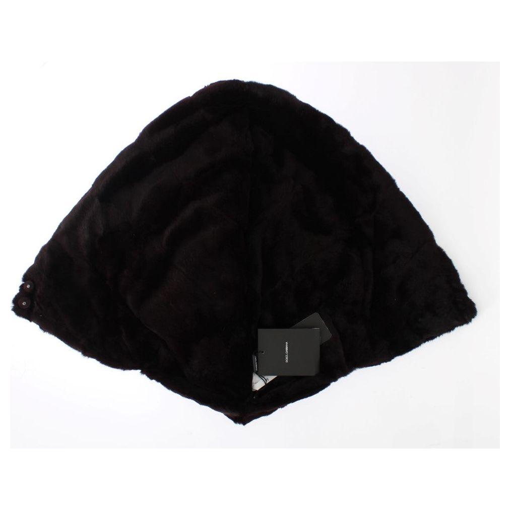 Dolce & Gabbana Exclusive Purple Weasel Fur Hooded Scarf Hood Scarf Dolce & Gabbana Black