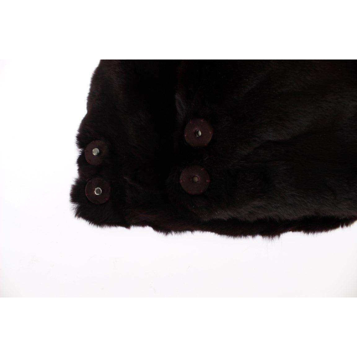 Dolce & Gabbana Exclusive Purple Weasel Fur Hooded Scarf Hood Scarf Dolce & Gabbana White Smoke
