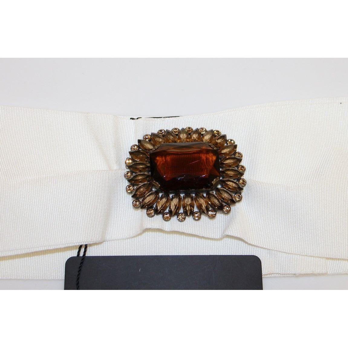 Dolce & Gabbana Embellished Snap Button Waist Belt Belt Dolce & Gabbana Light Gray