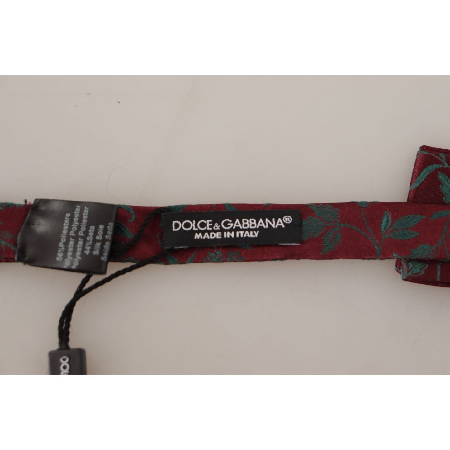 Dolce & Gabbana Elegant Maroon Patterned Bow Tie Dolce & Gabbana Dark Gray