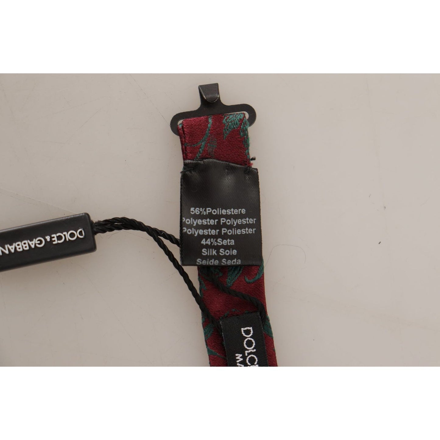 Dolce & Gabbana Elegant Maroon Patterned Bow Tie Dolce & Gabbana Dark Gray